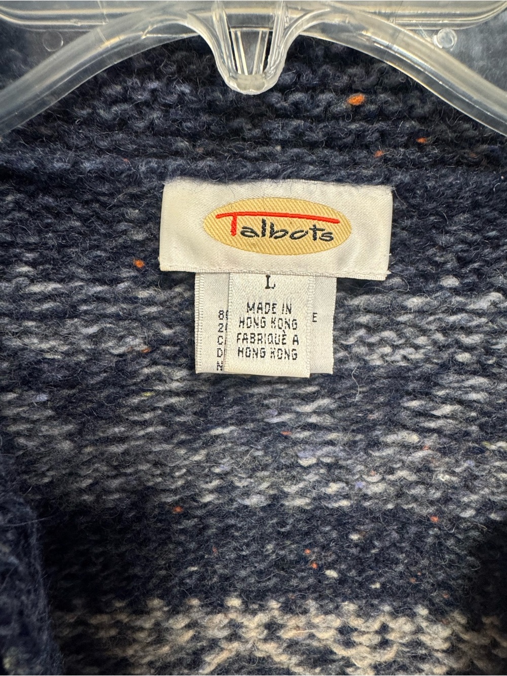 Vintage Talbots women's knit sweater zip up collared wool blend size Lg Aztec - Picture 2 of 8